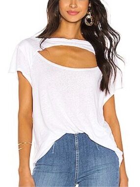 FREE PEOPLE -WE THE FREE  Cut Out Short Sleeve Lightweight Oversized Tee Size M